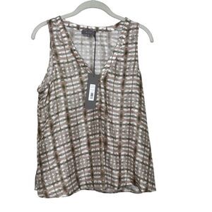 Kiln Pleat Front Tank Womens Small Silk Tie Dye Sleeveless Top